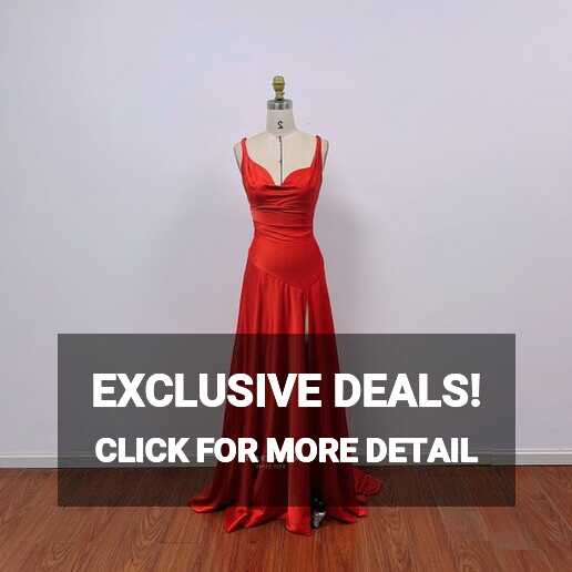 Red Satin Dress Solange, Red Satin Formal Prom Dress, Satin Gown ...