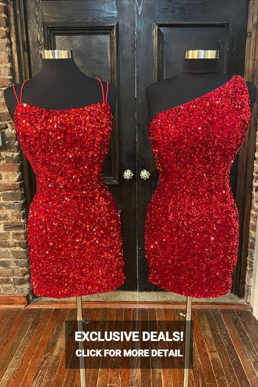 Red Sequin Bodycon Mini Party Dresses