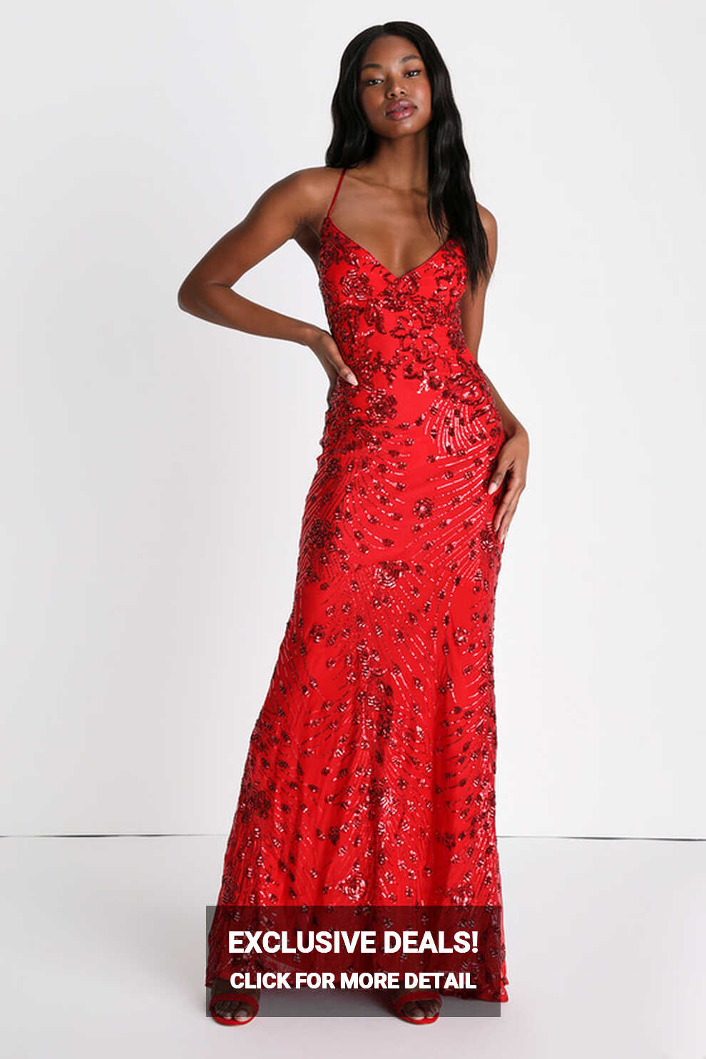 Red Sequin Dress - Sequin Maxi Dress - Lace-Up Maxi Dress - Lulus