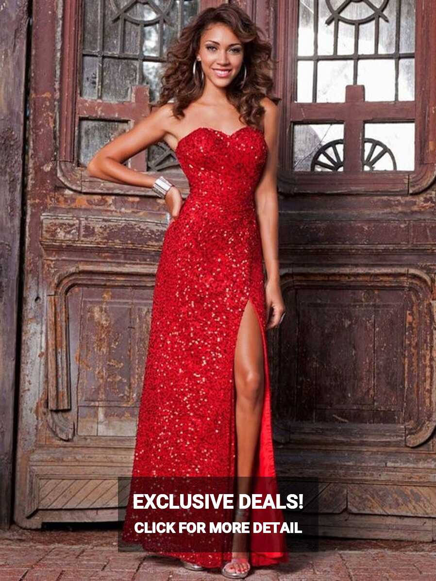 Red Sequin Gown,prom Dress, Red Wedding Dress,reception Dress ...