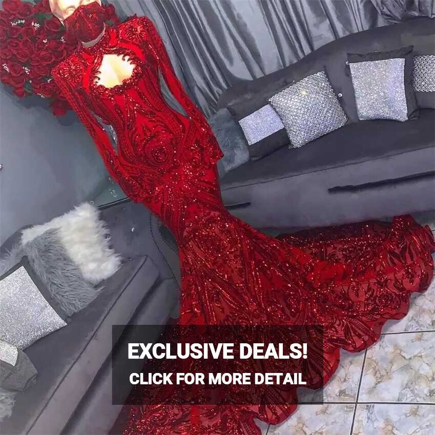 Red Sequin Mermaid Prom Dresses For Black Girls 2023 Luxury High ...