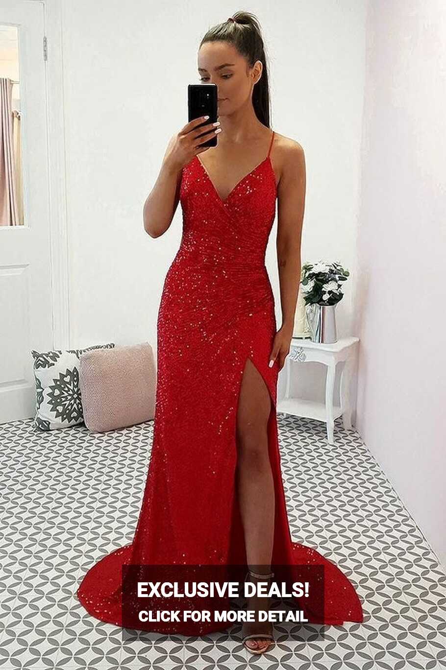 Red Sequin Prom Gown,prom Dress, Red Wedding Dress,reception Dress ...