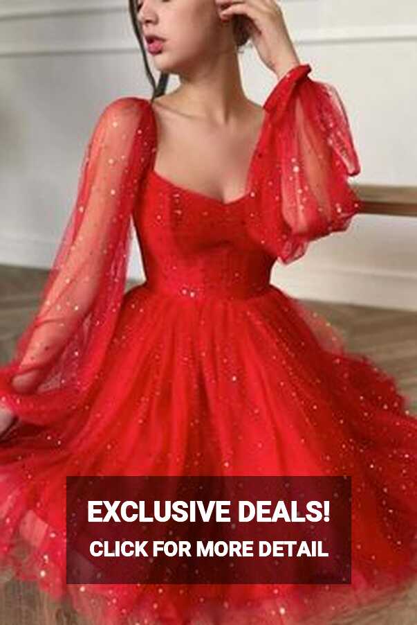 Red Short Dress Long Sleeve - Shop on Pinterest