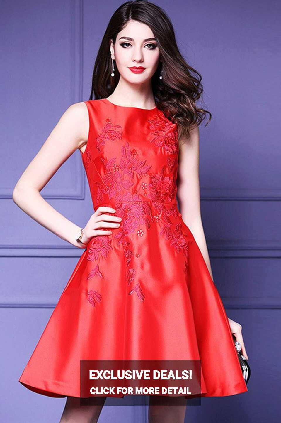 Red Sleeveless Aline Party Dress for Women | Evening dresses short ...