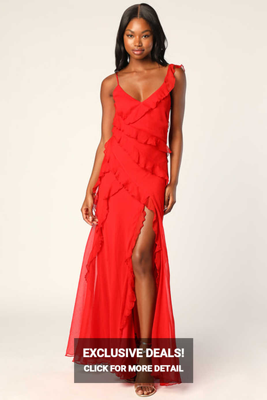 Red Tiered Maxi Dress - Ruffled Dress - Lace-Up Maxi Dress - Lulus