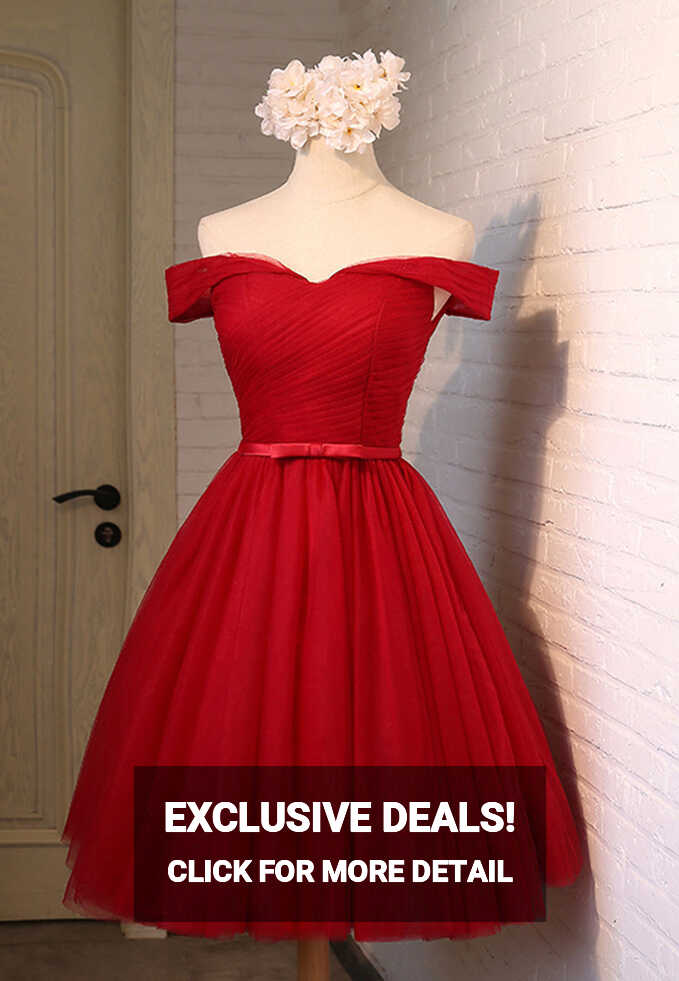 Red Tulle Short Prom Dresses,A-Line Semi Formal Dress – jkprom