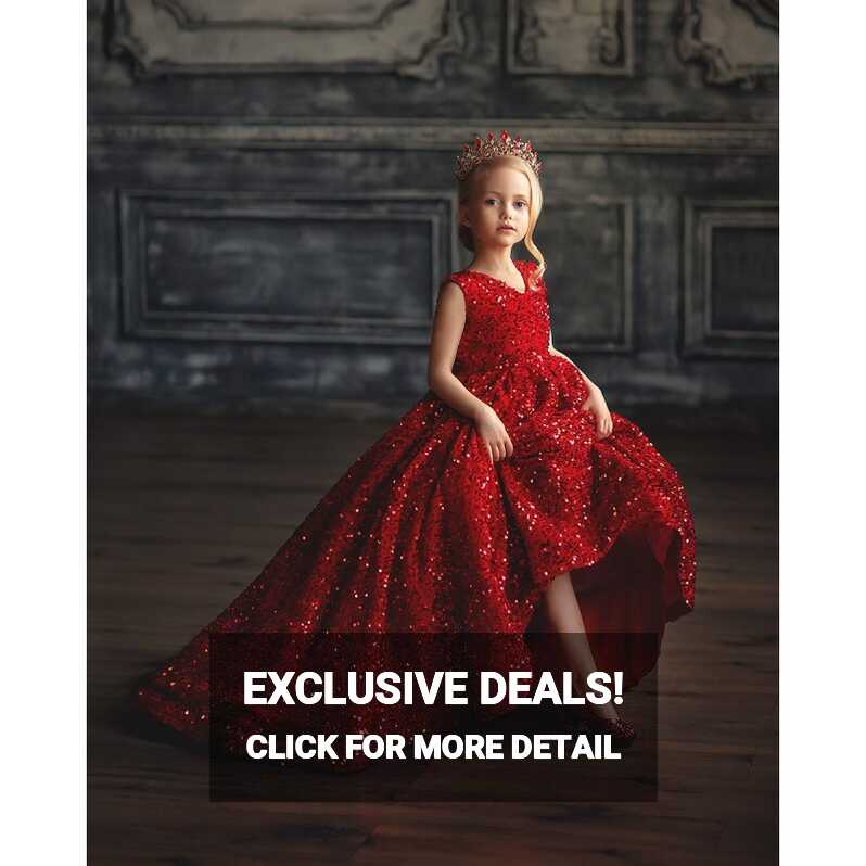 Red Velvet with Sequins Ball Dress - Aden | Aden.com.cy