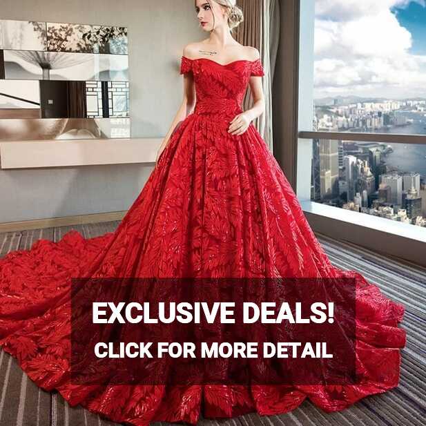 Red Wedding Dress Lace Bridal Ball Gown Feather Llike Bridal Dresses H988