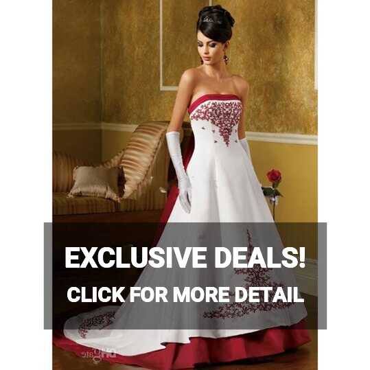 Red White Corset Wedding Dresses 2021 Chapel Train Strapless ...