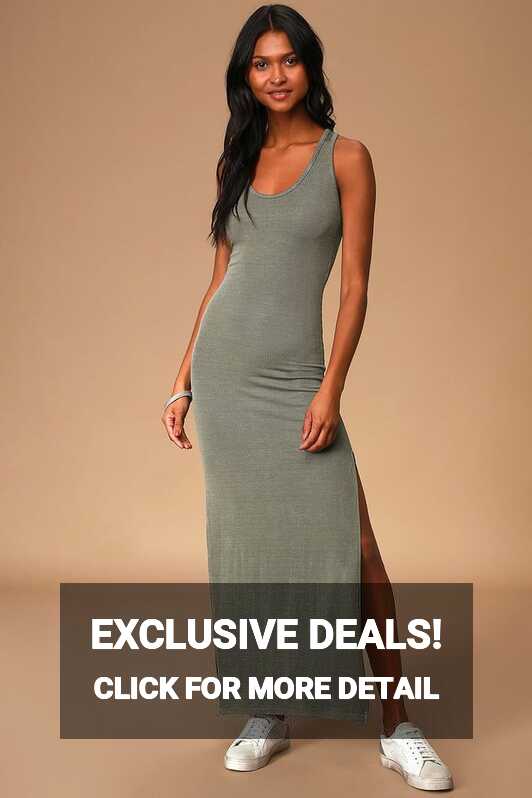 Relaxed but Not Least Sage Green Ribbed Sleeveless Maxi Dress