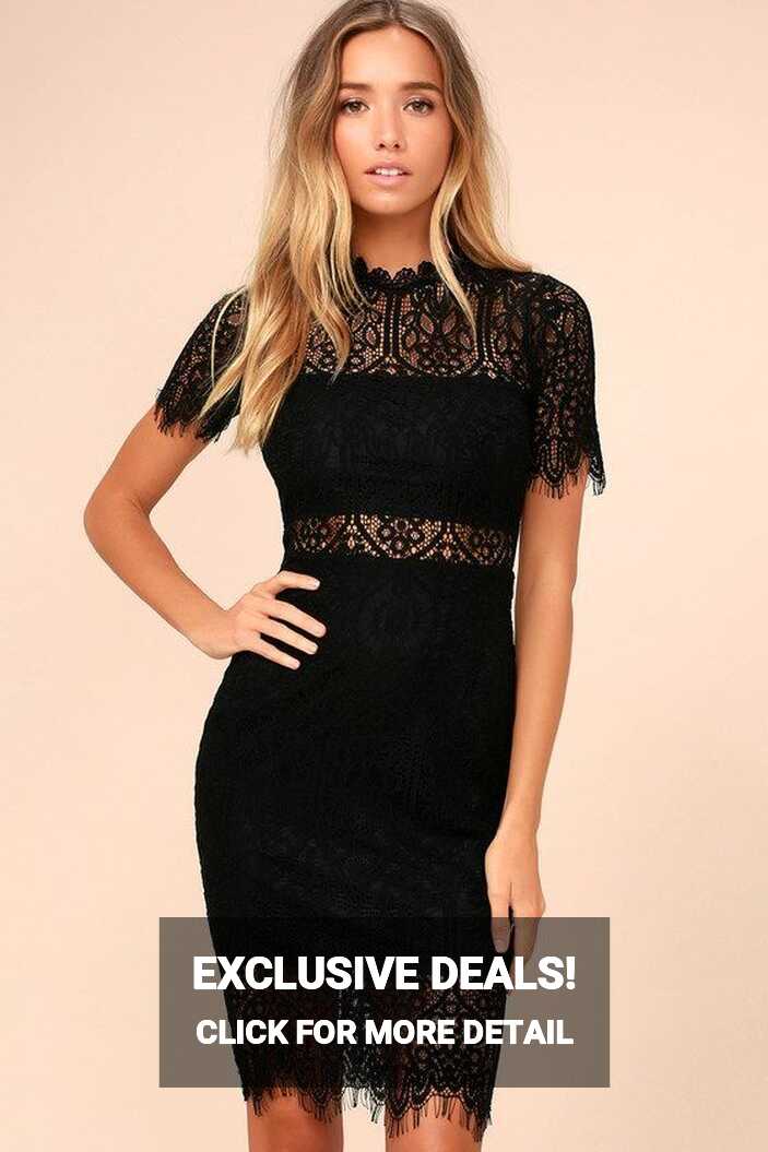 Remarkable Black Sheer Lace Short Sleeve Mini Dress