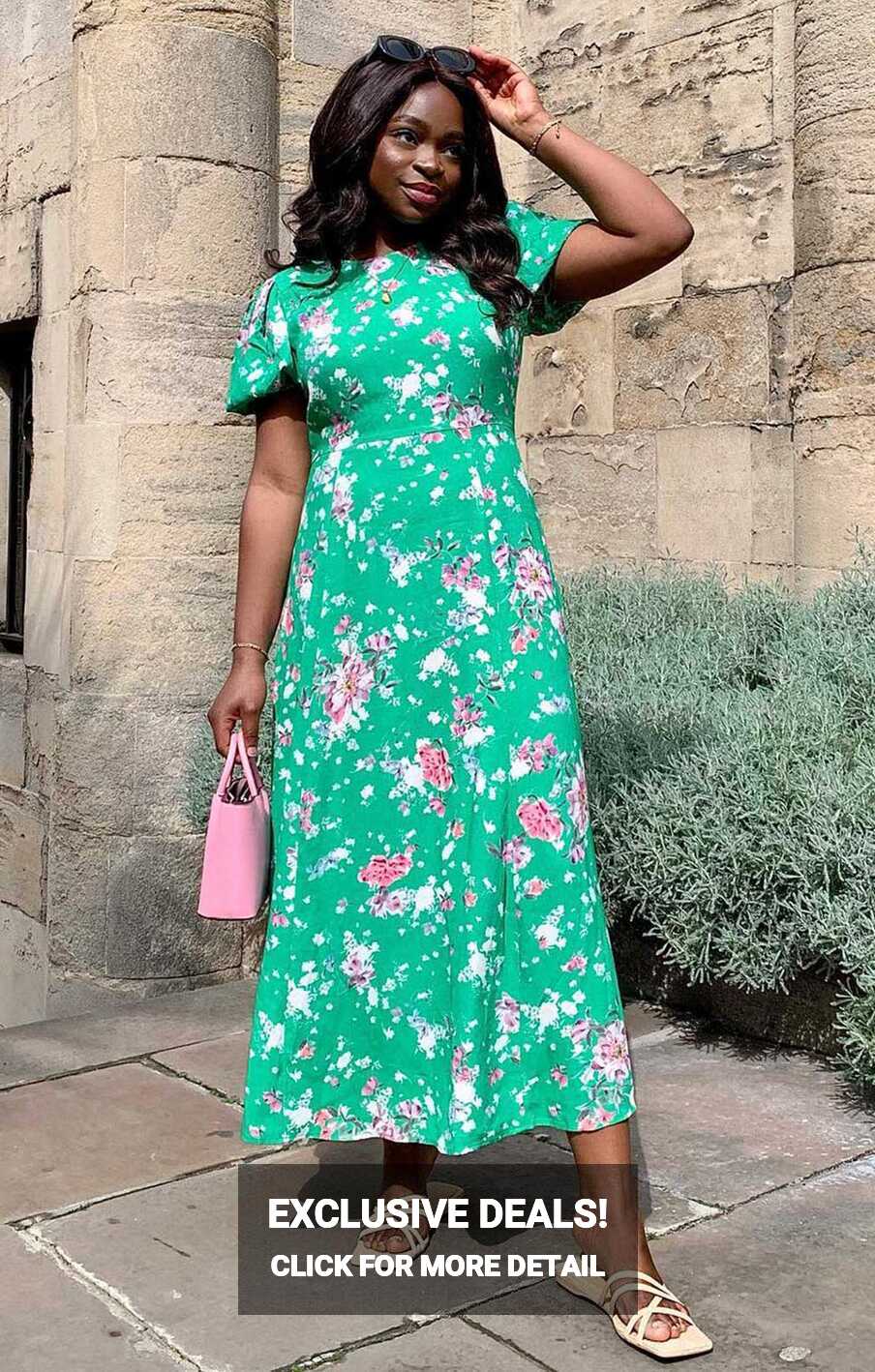 Rent M&amp;S X Ghost Green Floral Midi Dress | Hirestreet