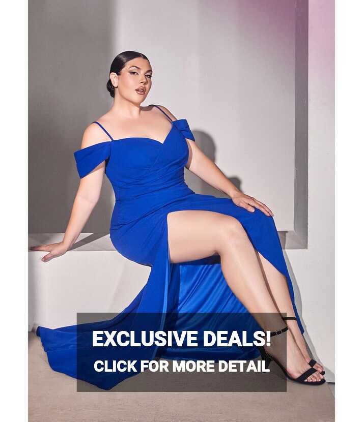 Retro &amp; Vintage Plus Size Royal Blue Regal Off Shoulder Bridesmaid ...