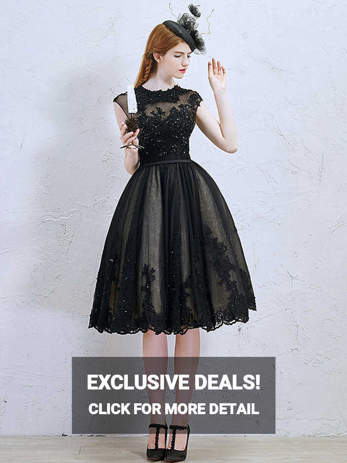 Retro Short Black Lace Formal Evening Dress