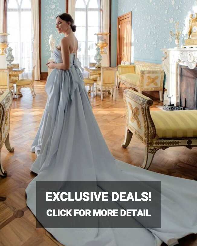 Rhapsody - Dusty blue wedding dress from natural silk organza ...