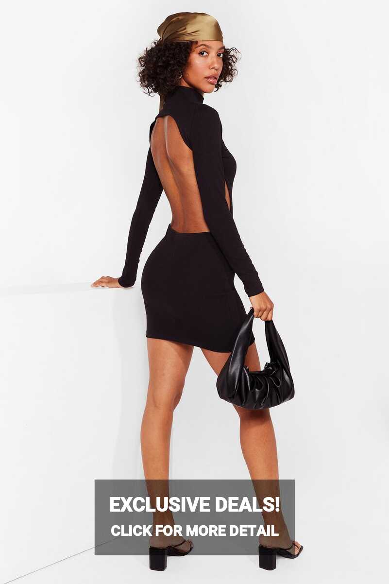 Ribbed Long Sleeve Backless Bodycon Dress | Nasty Gal