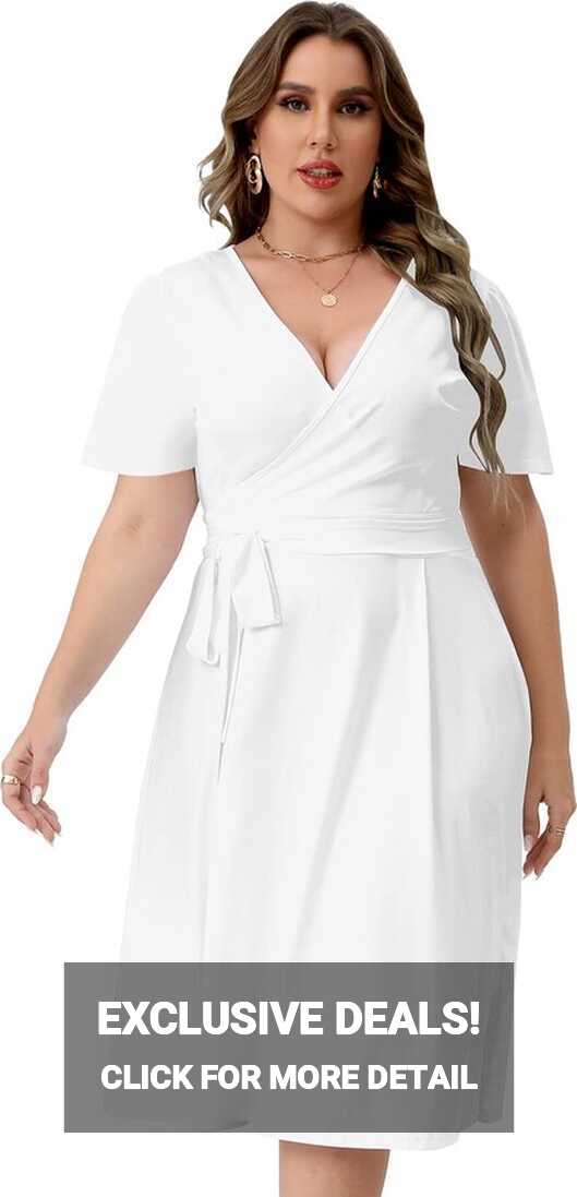 Ritiriko Plus Size Cocktail Dresses for Women Casual Short Flutter ...