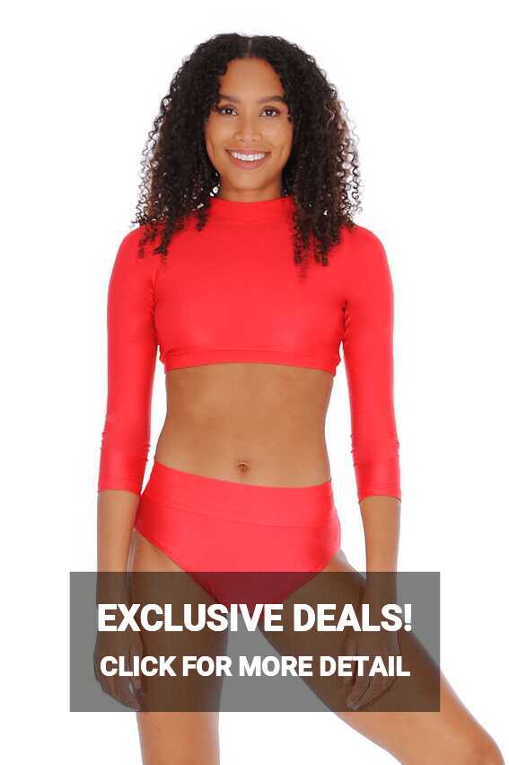 Roch Valley Long Sleeved Turtle Neck Crop Dance Top with Key-hole Back