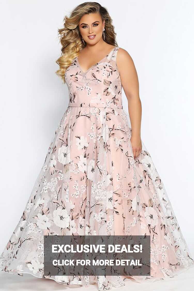 Romantic Affair Formal Plus Size Floral A-line Evening Gown ...