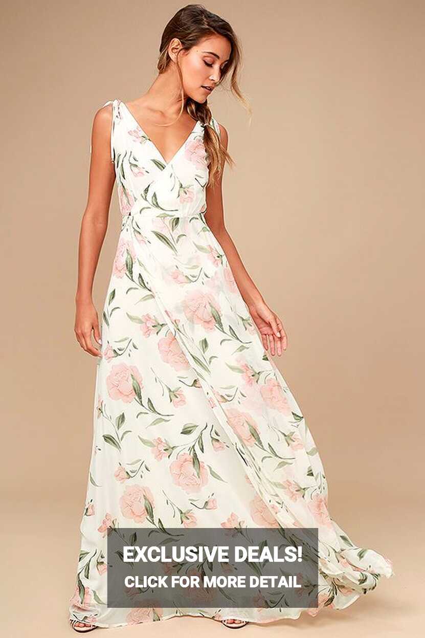 Romantic Possibilities White Floral Print Maxi Dress