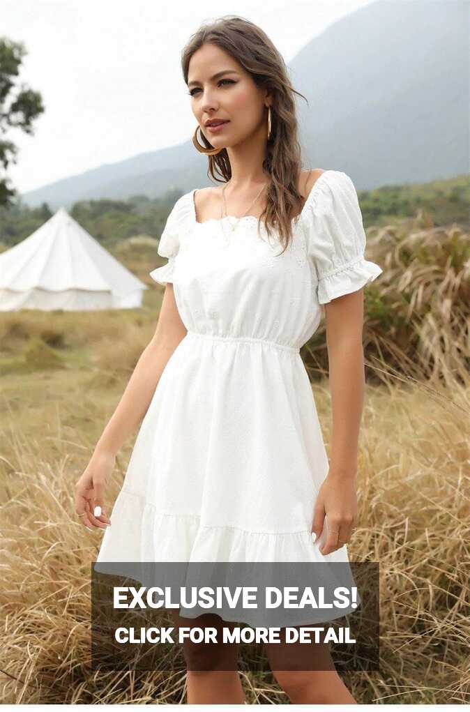 Romantic Short Dress in White | Boho Mood