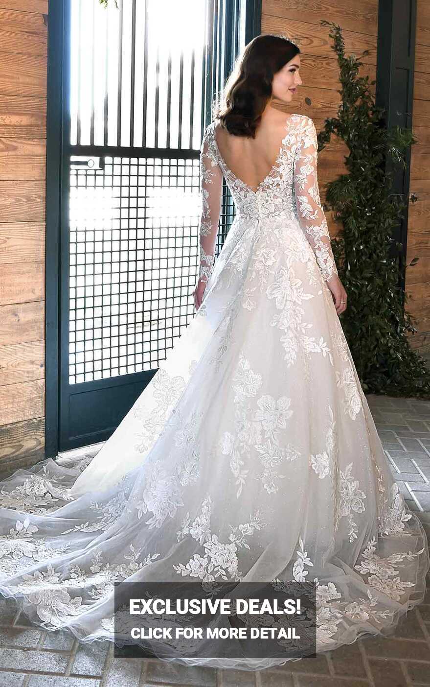 Romantic White Lace V Neck Wedding Dress Elegant Bridal Gown,WW252 ...