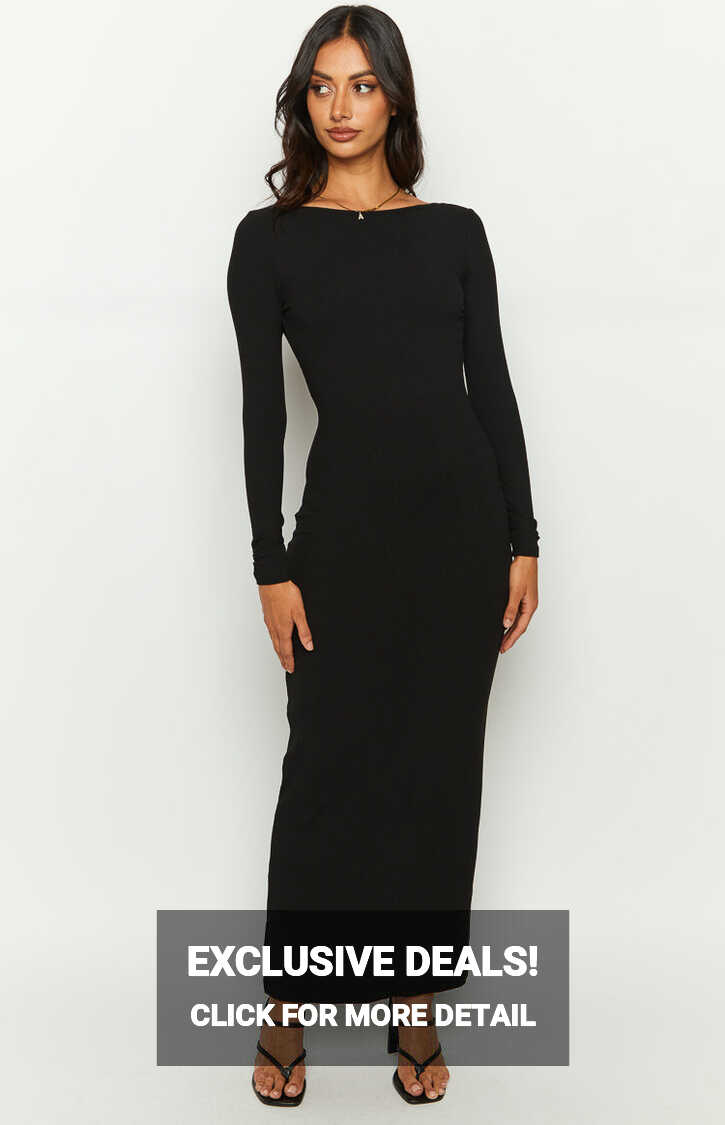 Romilly Black Long Sleeve Maxi Dress – Beginning Boutique