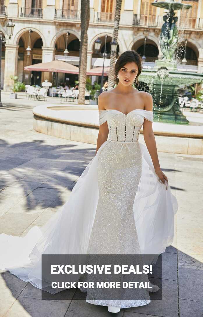 Ronald Joyce off the shoulder wedding dresses