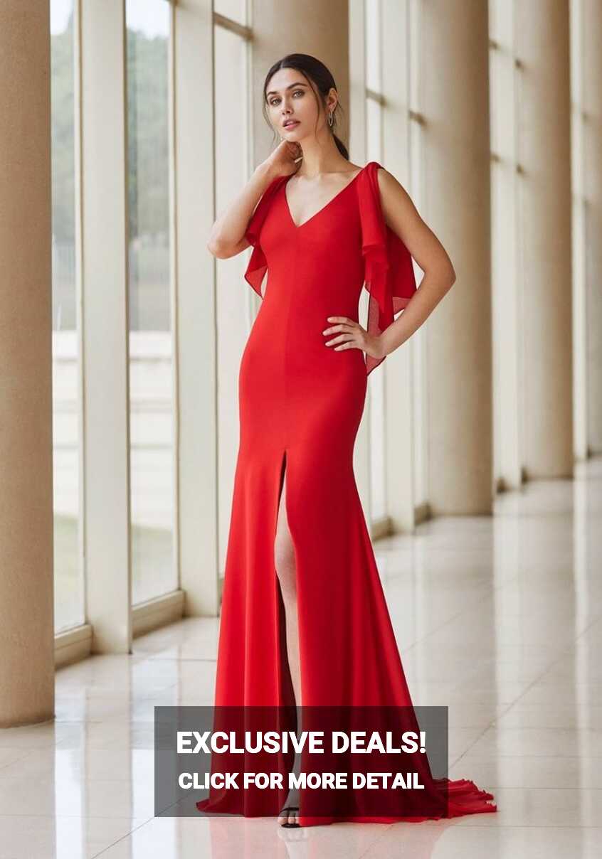 Rosa Clara | 4T135 Simple Red Crepe Evening Gown HK | Designer ...