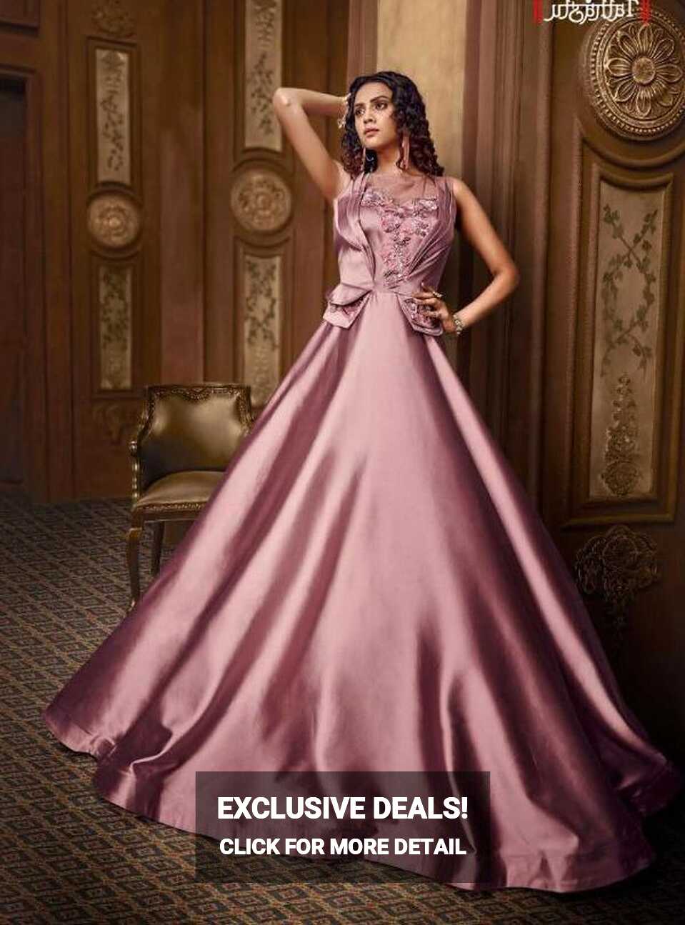 Rose Berry Pink Party Wear Gown | Latest Kurti Designs