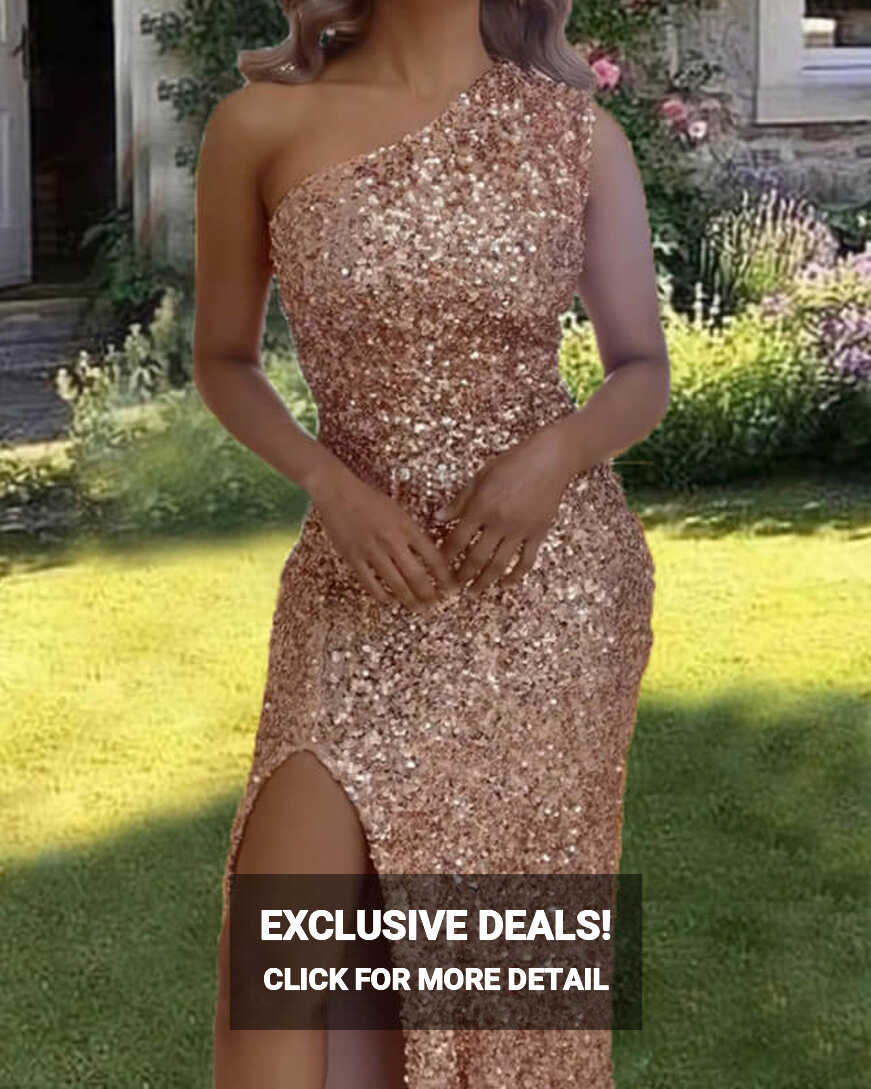 Rose Gold Sequin One Shoulder Dress – Lisposa