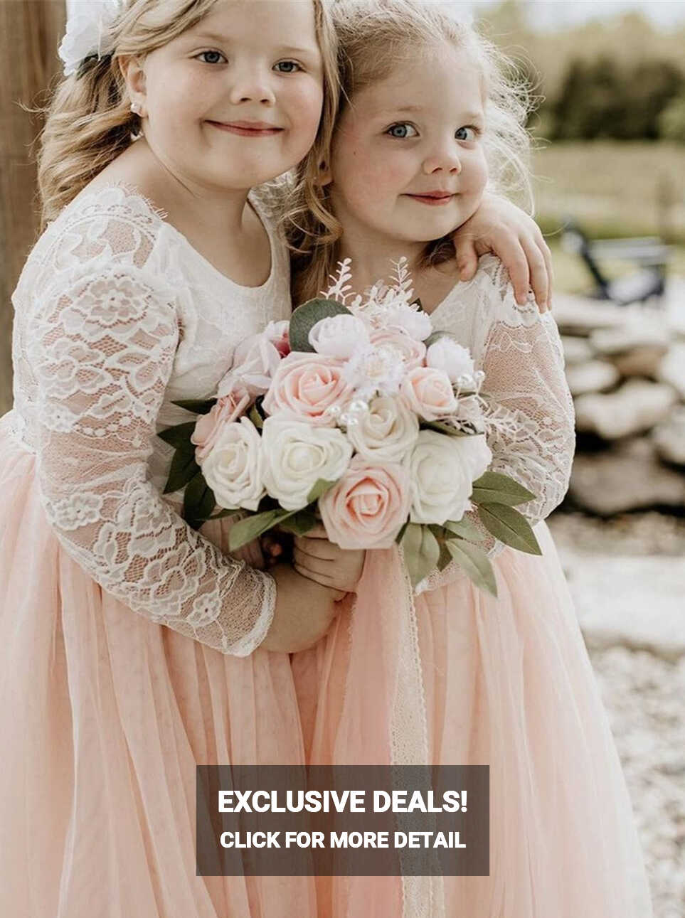 Rose Lace Flower Girl Dress in Blush Pink – 2BUNNIES