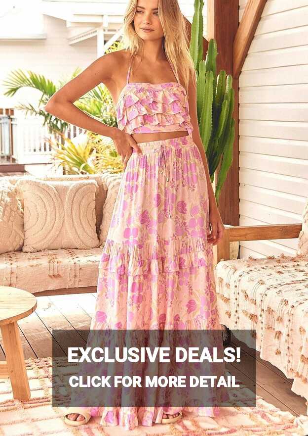 Rose Petal Print Top and Maxi Skirt Set – OutDazl