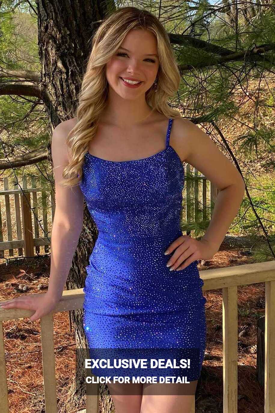 Royal Blue Beaded Straps Short Homecoming Dress – Dreamdressy