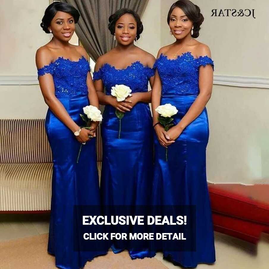 Royal Blue Bridesmaid Dresses With Sleeves Off The Shoulders Lace ...