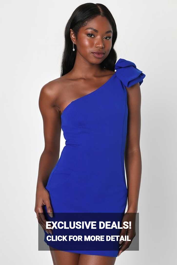 Royal Blue Dress - Blue Mini Dress - Ruffled Strap Mini Dress - Lulus