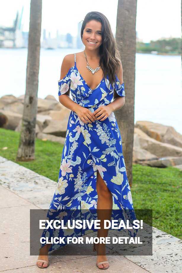 Royal Blue Floral High Low Dress | Cute Dresses – Saved by the Dress