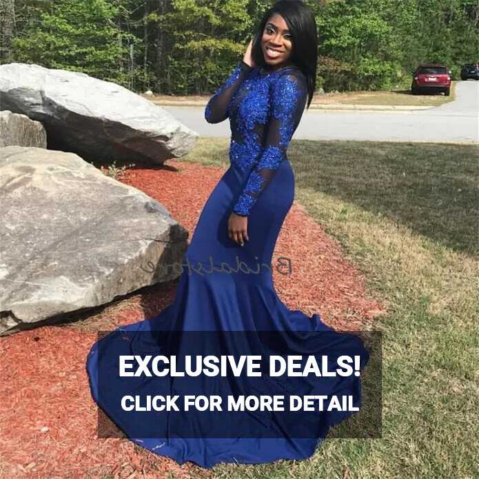 Royal Blue Lace Mermaid Royal Blue Prom For Black Girls Elegant ...