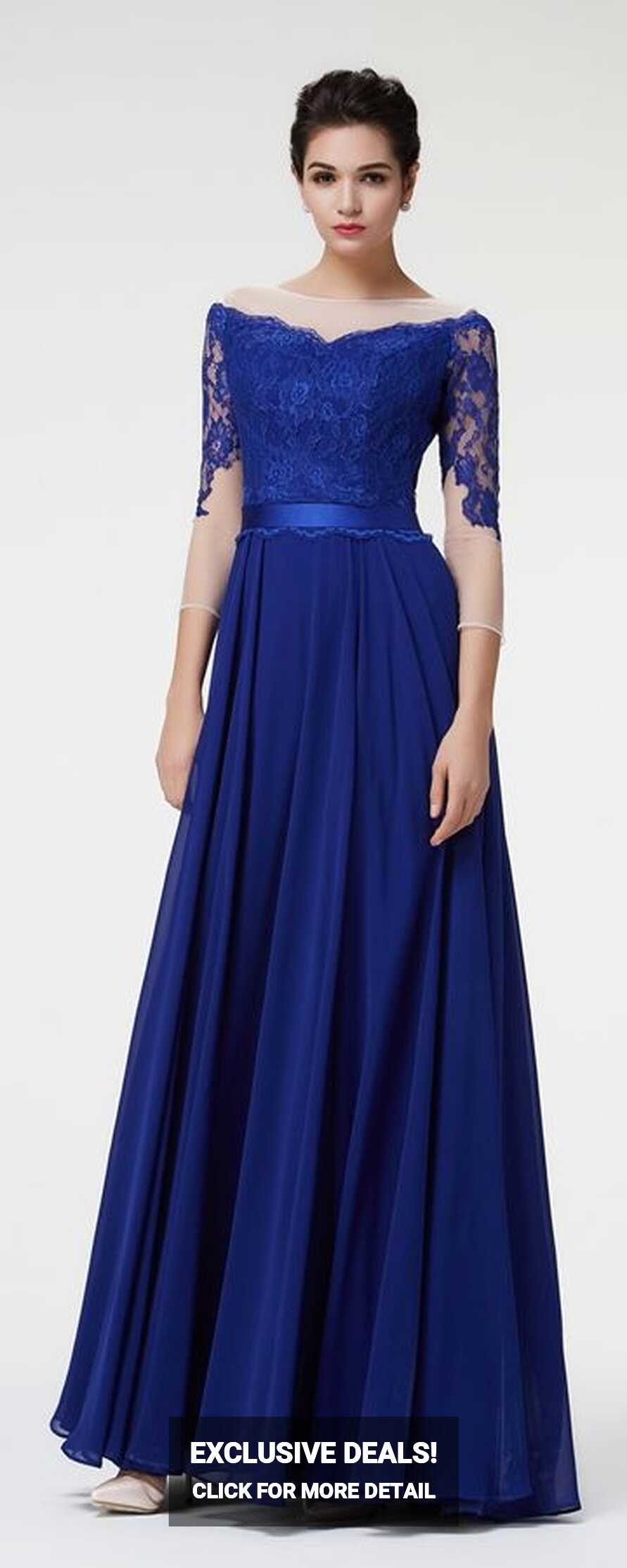 Royal Blue Lace Mother of the Bride Dresses with Sleeves