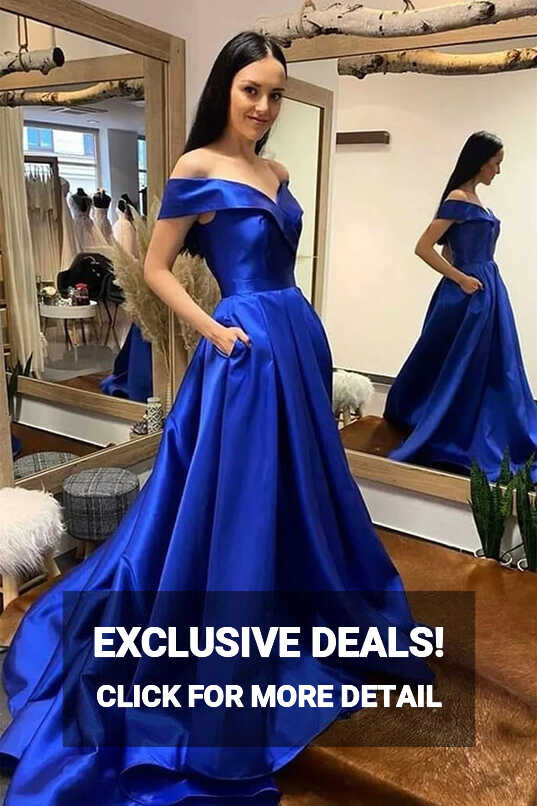 Royal Blue Off Shoulder Prom Dress, Evening Dress MP725 | Musebridals