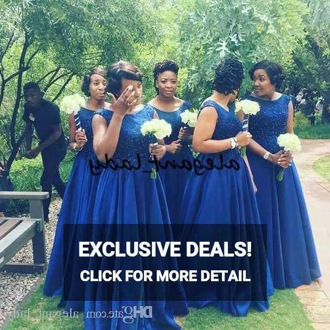 Royal Blue Plus Size Long Bridesmaid Dresses 2019 Modest Lace ...