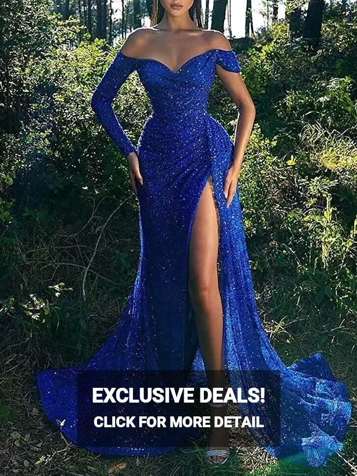 Royal Blue Prom Dress 2023 Mermaid Off the Shoulder Corset Back ...