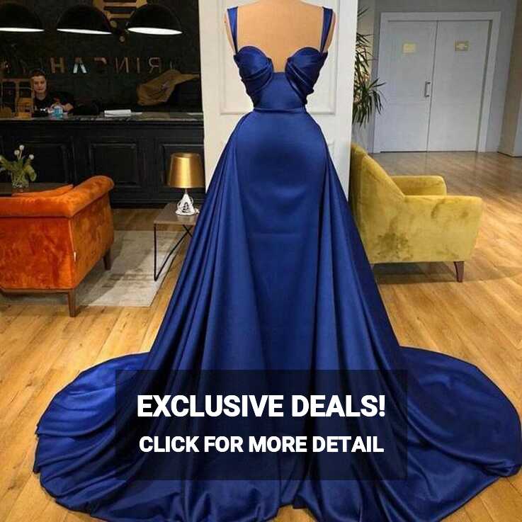 Royal Blue Prom Dresses, Simple Prom Dress, Detachable Skirt Prom ...