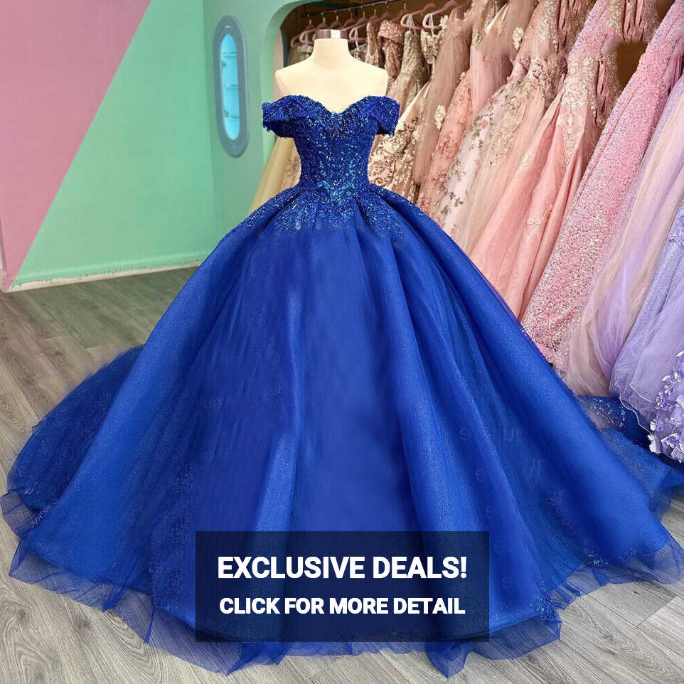 Royal Blue Quinceanera Dresses Sweetheart Sequin Beaded Sweet 15 ...