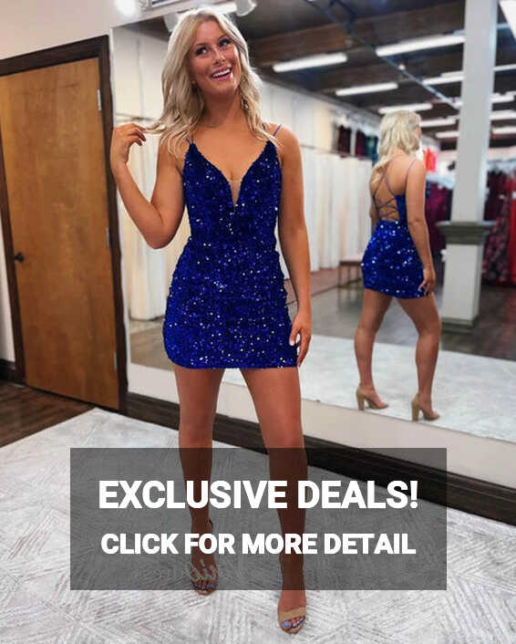 Royal Blue Sequin Homecoming Dresses Tight Bodycon Cocktail Dress ...