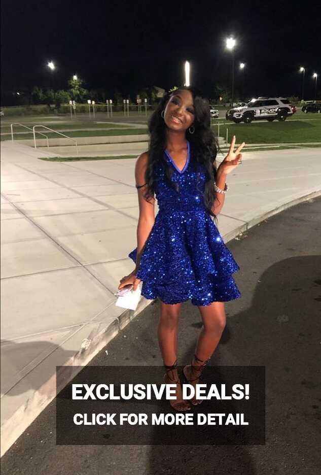 Royal Blue Sequins A-line Graduation Dress,Semi Formal Dresses - US 8