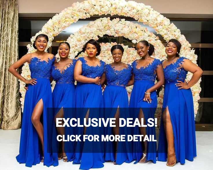 Royal Blue Sheer Neck A Line Asos Blue Bridesmaid Dress With ...