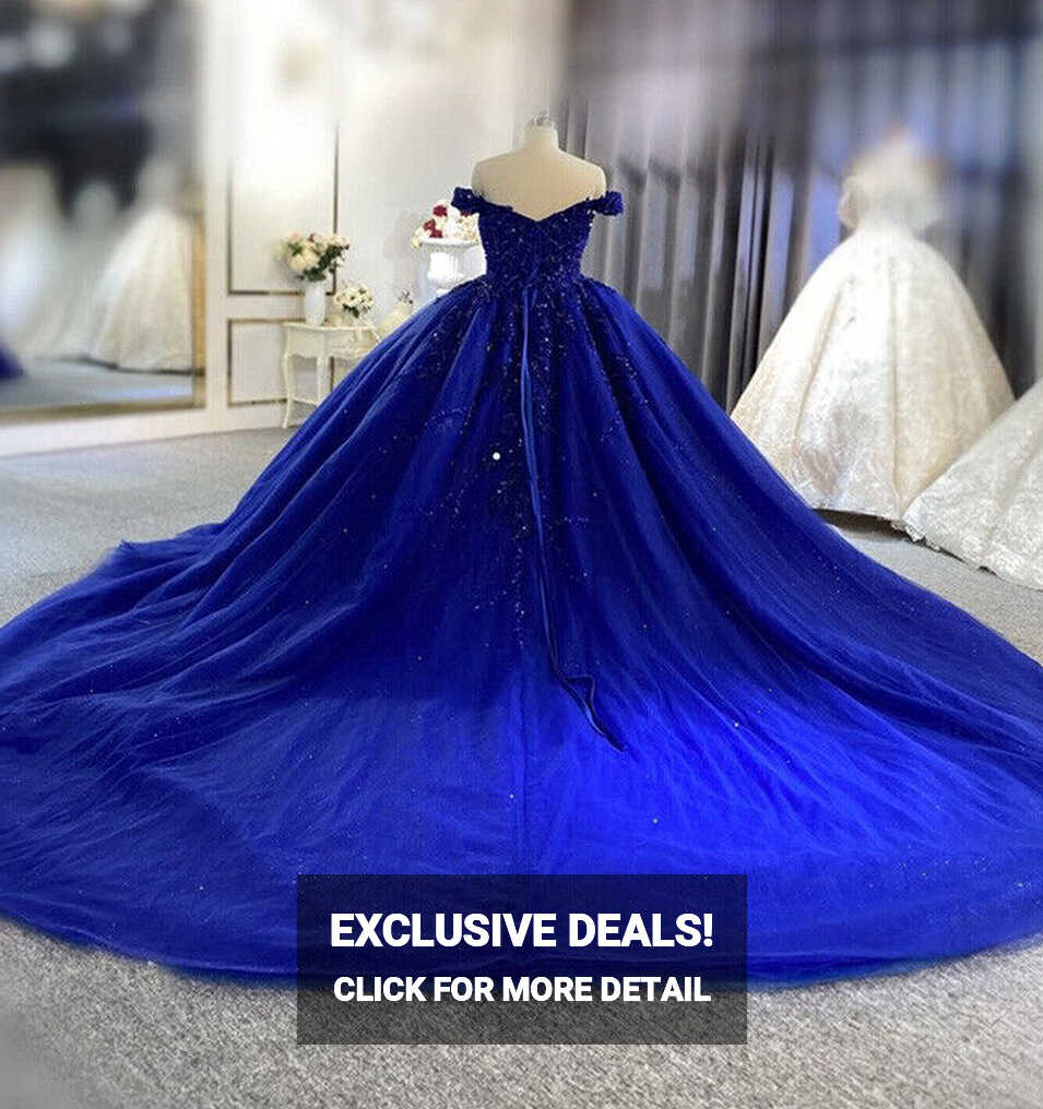 Royal Blue Sweet 16 Quinceanera Dresses Beaded Off Shoulder Prom ...