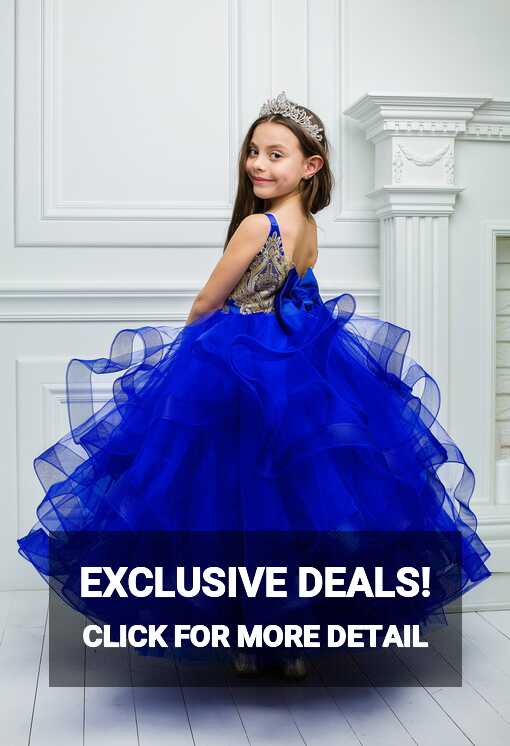 Royal Blue Tulle Flower Girl Dress With Gold Lace Ready to Ship ...