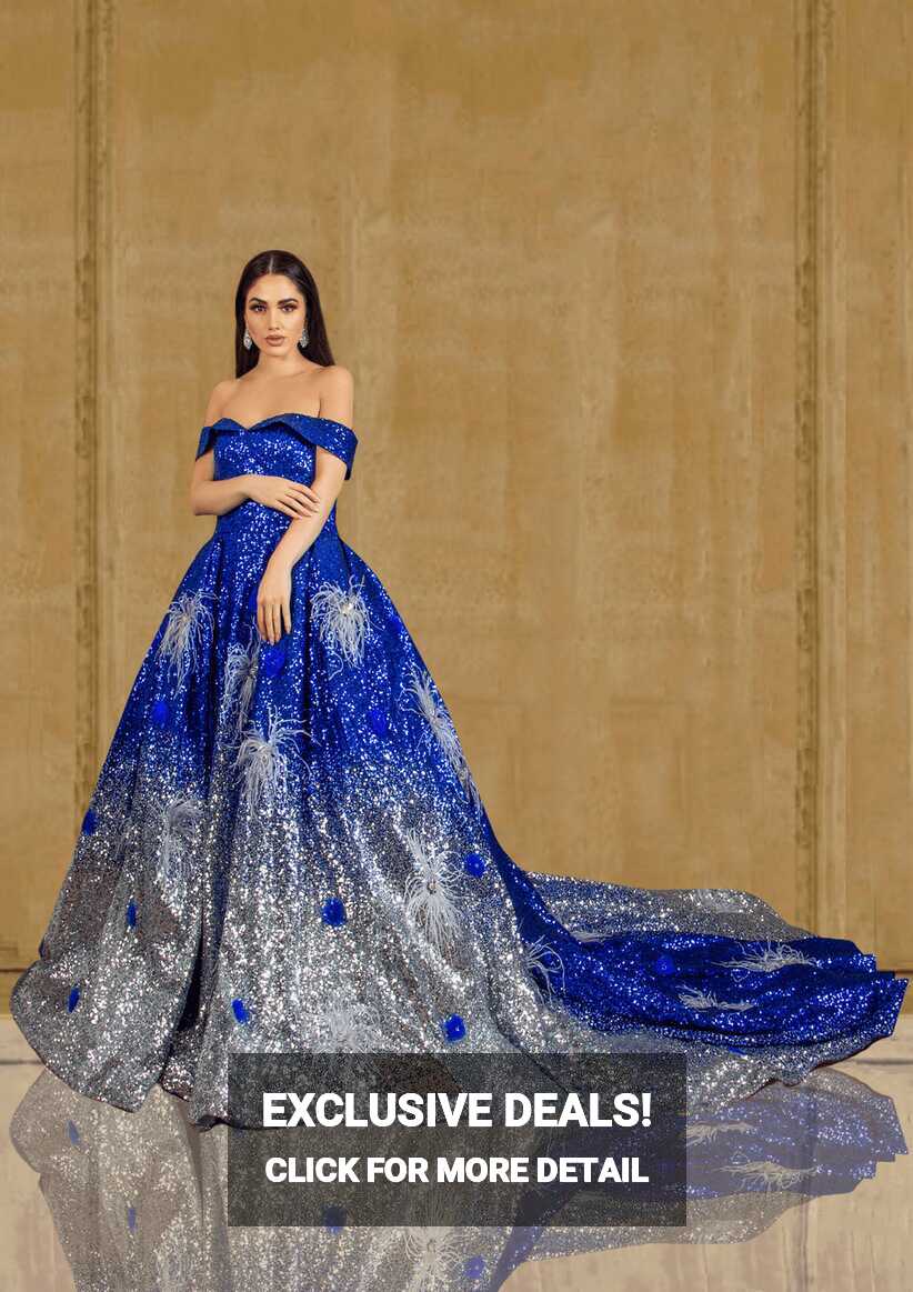 Royal Blue and Silver Shimmer Designer Show-stopper Gown ...